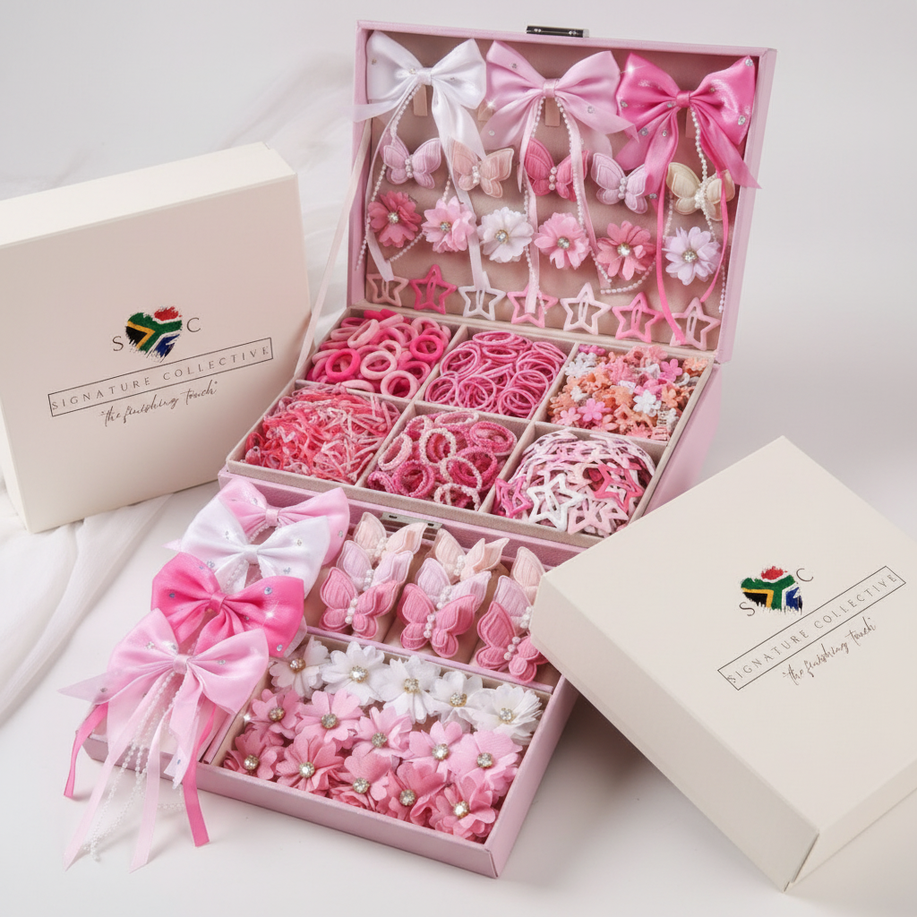Premium Pink Hair Accessories Gift Set with Signature Collective Packaging